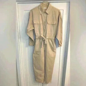 Good American Women's Beige Cinched Long Sleeve Jumpsuit Size 4